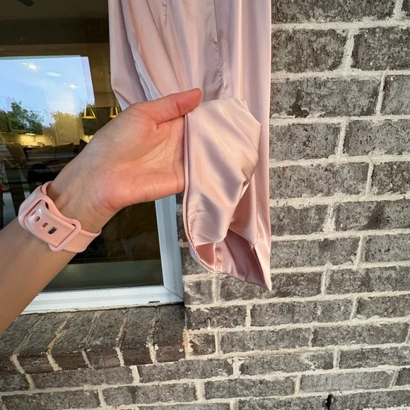 Oh Polly Pink Satin Cowl Neck Dress - Picture 10 of 11